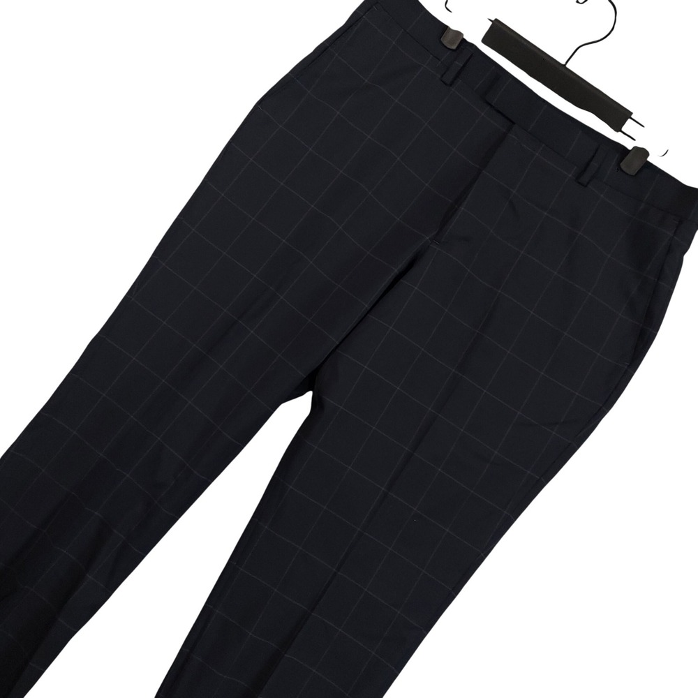 Banana Republic Dress Pants Mens 34x30 Navy Blue Windowpane Plaid Slim Fit